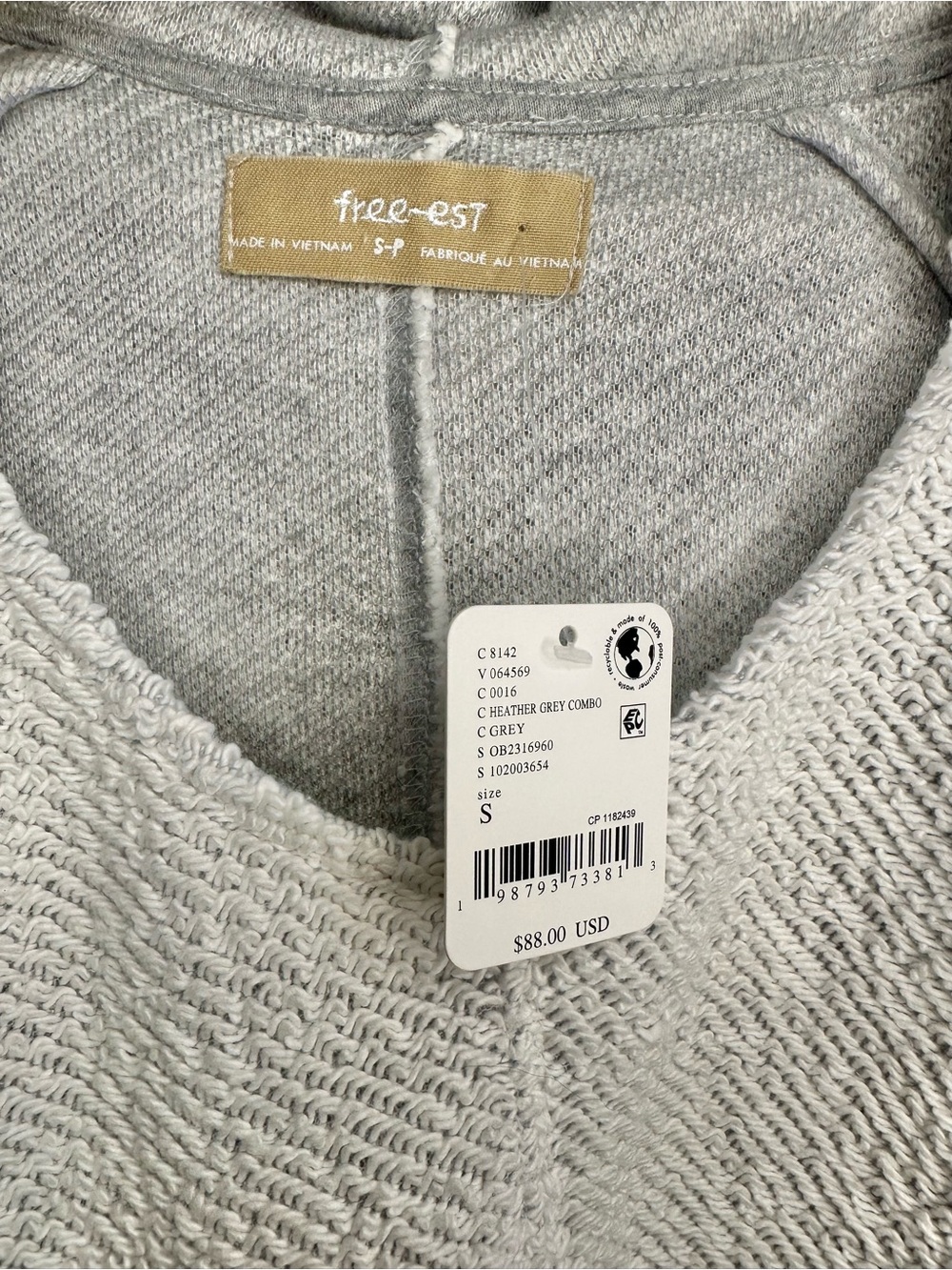 NWT Free People Free-est Simone Hoodie Sweatshirt Gray Oversized Cotton - Picture 4 of 8